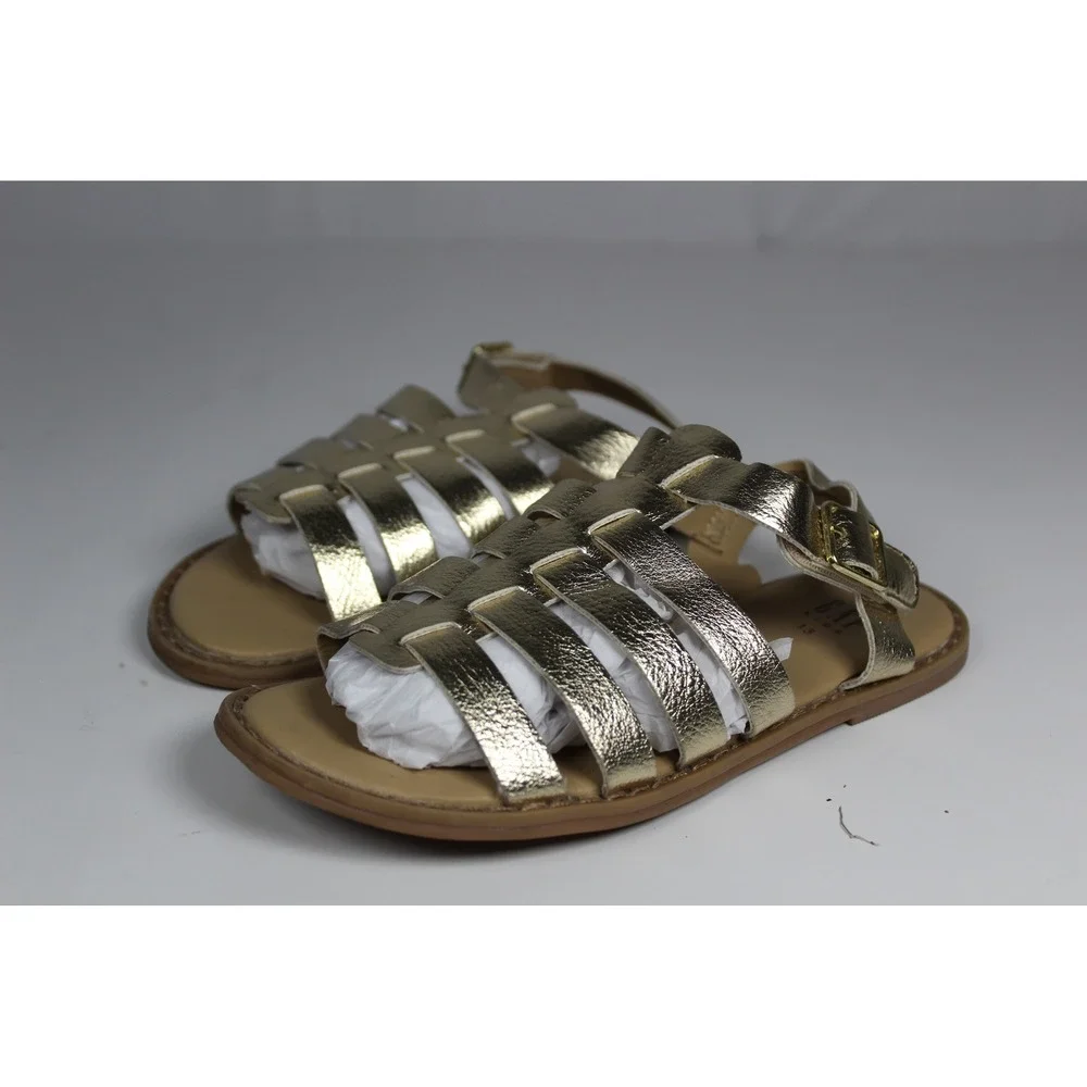 Gap Kids Girls Gold Metallic Gladiator Sandals Strappy Buckle Flat Shoes Size 13